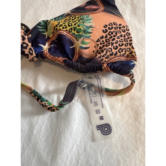 Sexy Skimpy Bikini Set Sz M -NWT Strappy Jungle Planet Leopard Psychedelic Print - Picture 4 of 9